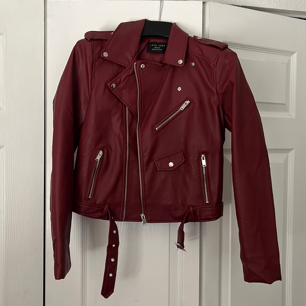Faux leather moto jacket